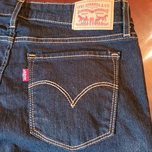 Levis Womens Stretch Denim Dark Wash Slimming Straight Leg Jeans Size 28x30